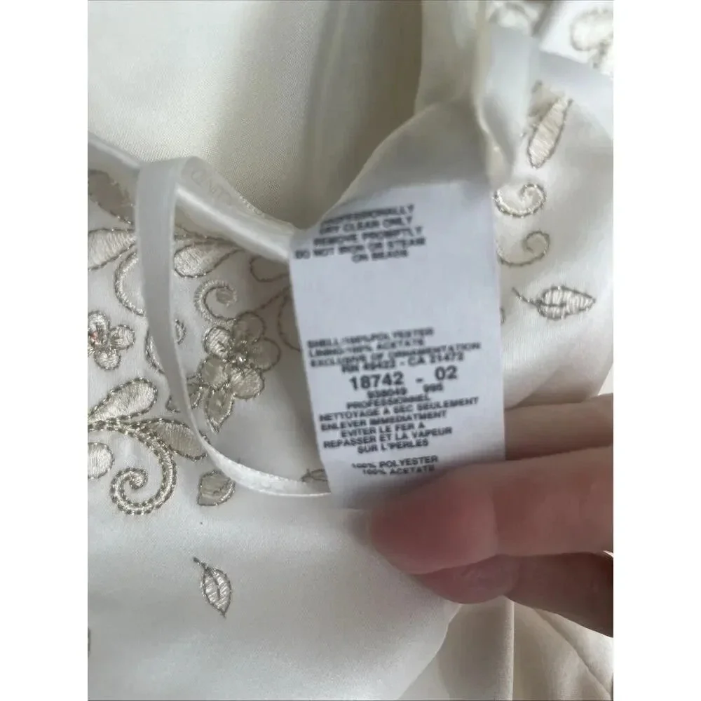 Scott McClintock Petite Wedding Dress Embroidered Rhinestones Ivory Satin Size 4 - Picture 14 of 16